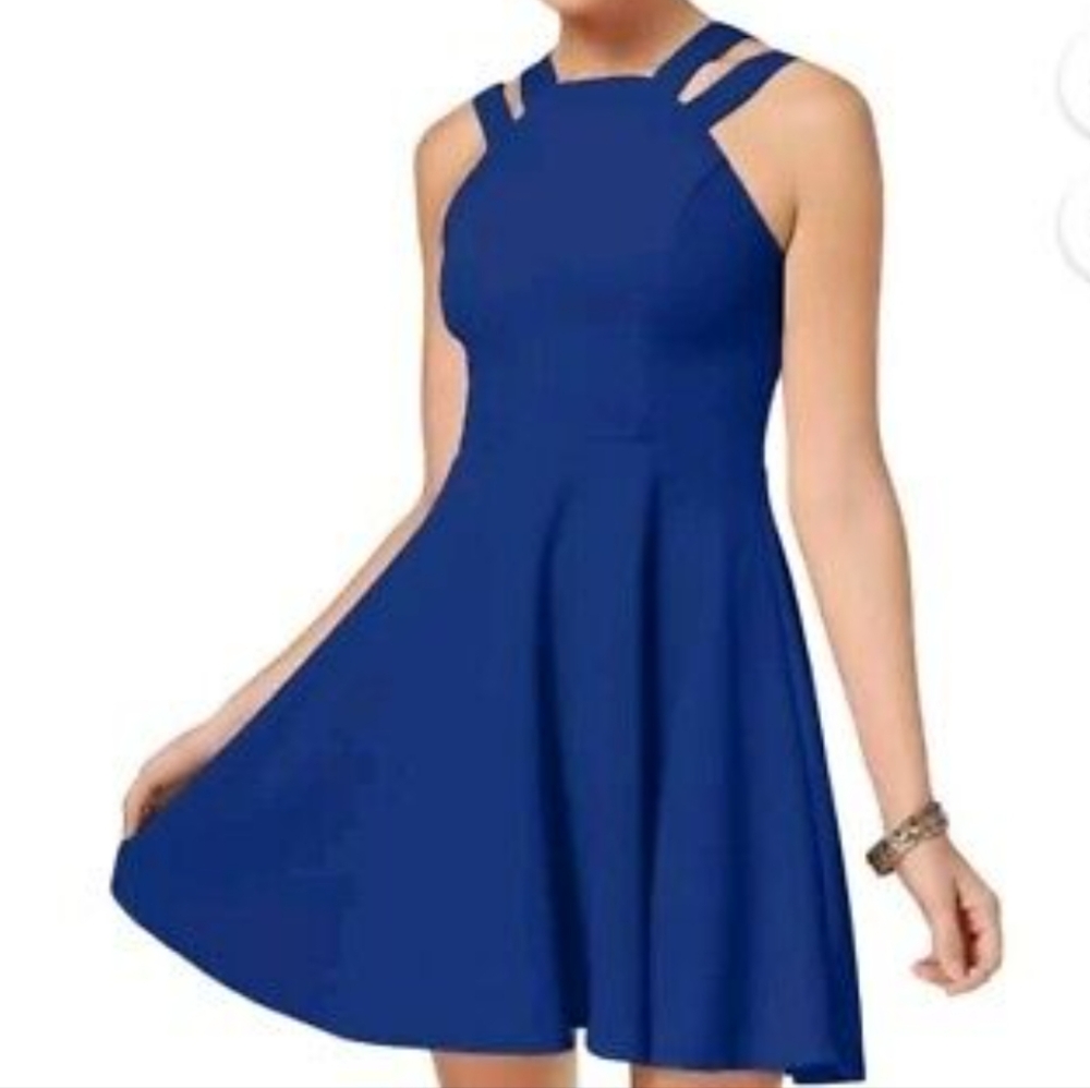 Elegant Blue Sleeveless Dress